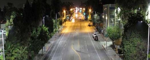LED street lights in the foreground and old HPS lights in the background.