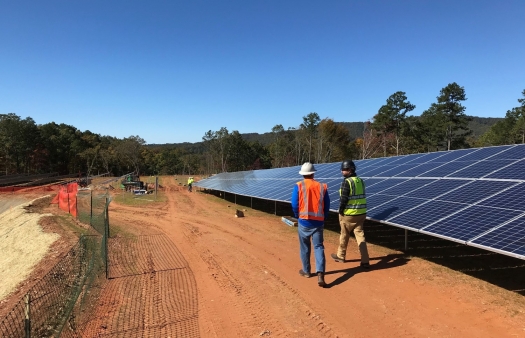 Construction on a solar array.