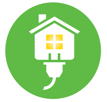 Circle green Energy Saver logo with lights on Circle green Energy Saver logo with lights on