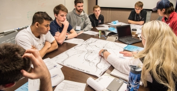 Students compete in the siting challenge at the 2017 Collegiate Wind Competition Technical Challenge