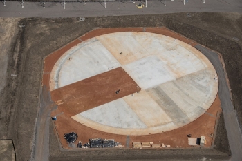 Workers poured an initial mud mat to serve as a solid surface for the Saltstone Disposal Unit 6.