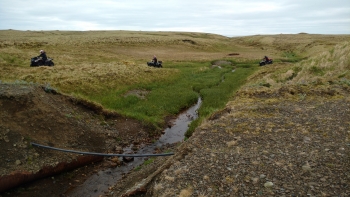 All-terrain vehicles are used to safely perform work at some locations.