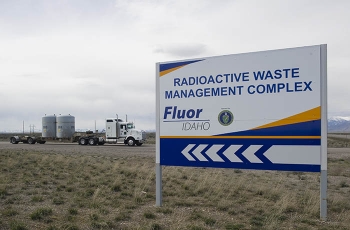 A truck carrying a transuranic (TRU) waste shipment leaves the Idaho Siteâs Radioactive Waste Management Complex en route to the Waste Isolation Pilot Plant (WIPP).