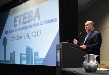 Roger Jarrell, Senior Advisor to the Energy Secretary for EM, speaks at this yearâs Energy Technology and Environmental Business Associationâs (ETEBA) Business Opportunities Conference.