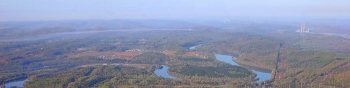 The Clinch River, which connects to the Tennessee River, runs along the west side of the East Tennessee Technology Park.
