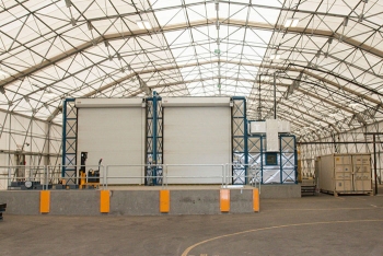 The RNS containers were stored inside a climate-controlled steel enclosure.