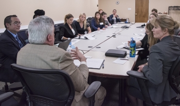 Dr. Rude explains interview strategies to Miami University students.