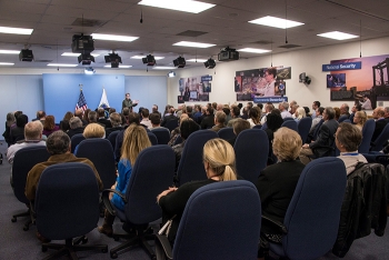 Energy Secretary Rick Perry addresses employees of the Savannah River Site in an all-hands meeting.