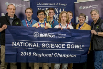 Gatton Academy won the 2018 DOE West Kentucky Regional Science Bowl. Pictured (left to right): EM-PPPOâs Buz Smith, Phillip Wilkerson, Anas Gondal, Benjamin Kash, Arthur âJackâ Thacker, Ethan Brown, Coach Cheryl Kirby-Stokes, and PPPOâs Don Dihel.