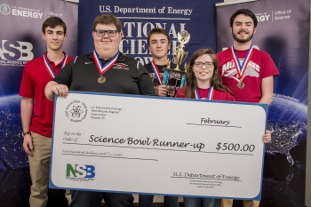 Second-place McCracken County (left-right): Drew Schofield, Sean Sieczka, David Perriello, Katelyn Woodard, and David Dodd