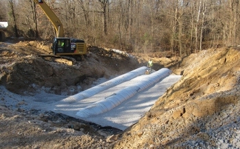 Workers make progress in the culvert replacement project in December.
