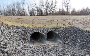 Crews replaced the culvertâs previous 48-inch pipe with two 72-inch pipes.