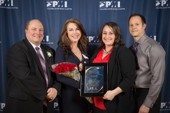 Pictured left to right: DOE's Rich Buel, MSA's Dana Cowley and Jen Colborn, and contractor North Wind's Dieter Bohrmann.