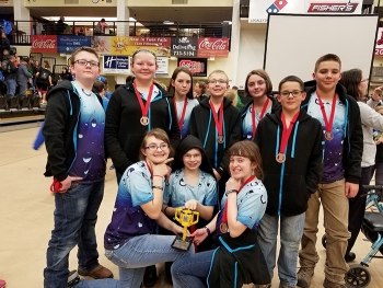 back row, left to right: Caleb Hampton, Macy Larsen, Kylee Haight, Ben Goldthorpe, JoAnn Schaefer, Garrett Wilkie, and Rylen Wilkie; front row, left to right: Jennifer Schaefer, Dylan Tessmer, Alyssa Hawley.
