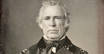 A photograph of President Zachary Taylor in black and white.
