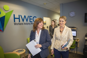 EM Assistant Secretary Anne White tours the newly opened Hanford Workforce Engagement Center with Ashley Morris of EMâs Richland Operations Office.