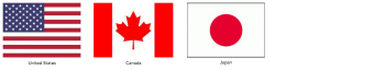 Flags from the United States, Canada and Japan.