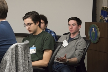 A Colgate University student asks a question