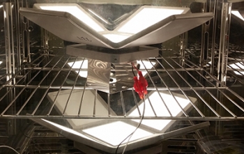 image of a caliper light on a wire rack.