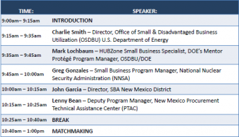 Sandia HUBZone Agenda