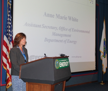 EM Assistant Secretary Anne White addresses members of the Energy Facility Contractors Group during their annual meeting at DOE headquarters last week.