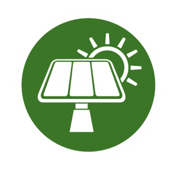 Icon of a solar panel with the sun in the past.