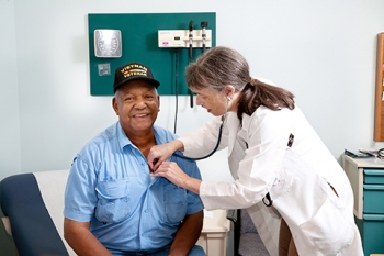 A veteran receives a check-up.