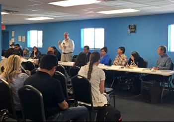 Arizona Congressman Tom OâHalleran addresses attendees at the second annual Uranium Town Hall meeting held May 30.