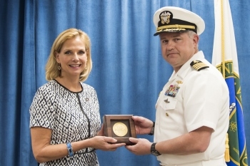 Capt. Owen Travis and NNSA Administrator Lisa E. Gordon-Hagerty