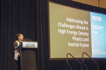 Dr. Njema Frazier speaks at 45th International Conference on Plasma Science.