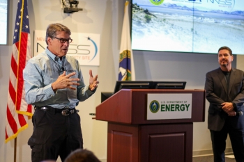 Energy Secretary Rick Perry recently toured the Nevada National Security Site (NNSS) and addressed federal and contractor staff in an all-hands meeting.