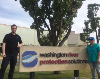 Florida International University DOE Fellows Joseph Coverston and Clarice Davila interning at EMâs Hanford Site.
