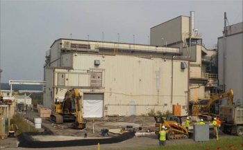 Before photo of the Vitrification Facility demolition at the West Valley Demonstration Project Site.