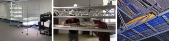 Three photos of the Connected Lighting Test Bed.