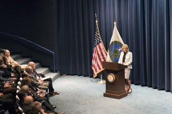 NNSA Administrator Lisa E. Gordon-Hagerty addressing the crowd at the RAP 60 event.