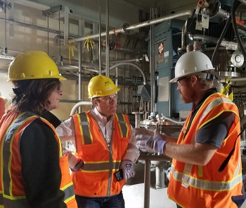 Tom Fletcher, EM ORP Assistant Manager & Federal Project Director, WTP Project, gave a walking tour of the WTP to Anne White, EM Assistant Secretary, & Jim Herz, Office of Management & Budget Associate Director of Natural Resources, Energy & Science.