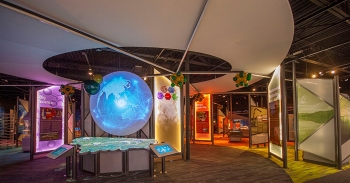 Interactive map of Oak Ridge and five exhibit areas in the new American Museum of Science and Energy facility.