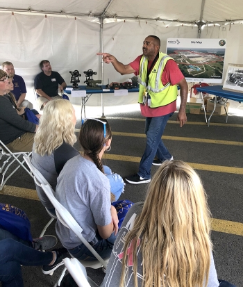 EM contractor Fluor-BWXTâs Marc Hill delivers a demonstration of site history at the recent Science Alliance event at the Portsmouth Gaseous Diffusion Plant site.