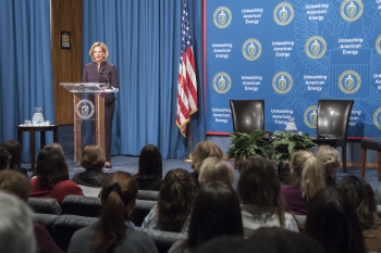 NNSA Administrator Lisa Gordon-Hagerty shares words of wisdom at leadership event at NNSA's Washington, DC headquarters.