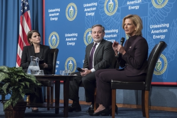 (from left) Emily Singer, Lisa Gordon-Hagerty, and Dan Brouillette