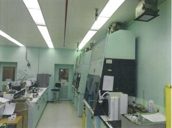 Before photo of the remodel of a 222-S Laboratory room, which included installation of new walls and floors, vent hoods, gas piping, and other equipment.