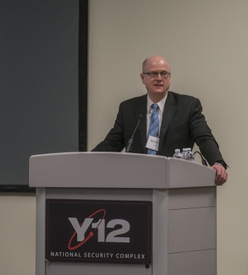 Deputy Associate Administrator for Infrastructure in NNSA's Office of Safety, Infrastructure and Operations Ken Sheely addresses attendees at the Aging Infrastructure Management Workshop at Y-12 National Security Complex.