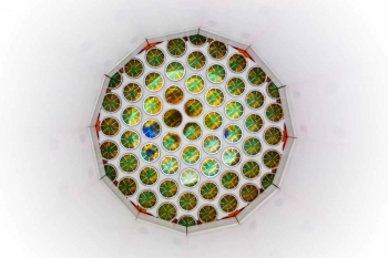 Photomultiplier tubes capable of detecting as little as a single photon of light line the top and bottom of the LUX dark matter detector.