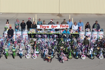 Nevada National Security Site employees donated more than 80 bicycles and several barrels of toys through the Toys for Tots program.