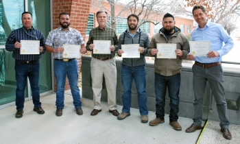 The Sandia winning team, from left: Ben Martinez, Zach Tenorio, Steve Black, Jared Lujan, Martin Baca, and Andrew Gough. Not pictured: Darrell Fong, Manager, Danielle Michel, and Gilbert Quintana.