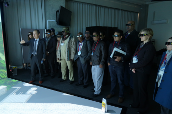 Participants test 3D glasses in a demonstration at the Japanese Integrated Support Center for Nuclear Nonproliferation and Nuclear Security.