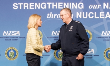 NNSA Administrator Lisa E. Gordon-Hagerty and Gen. John E. Hyten, the commander of U.S. Strategic Command