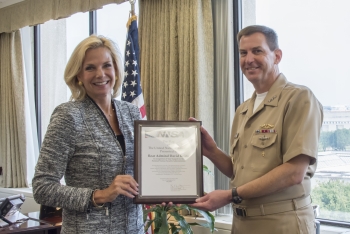 NNSA Administrator Lisa E. Gordon-Hargerty and U.S. Navy Vice Adm. David Kriete