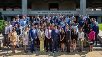 2018 MEISPP Interns with staff from the Office of Economic Impact and Diversity 2018 MEISPP Interns pose in front of the DOE building with staff from the Office of Economic Impact and Diversity