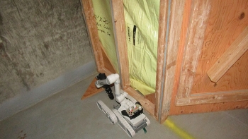 Personnel equipped the robot with instruments to detect radioactivity and radiological contamination.